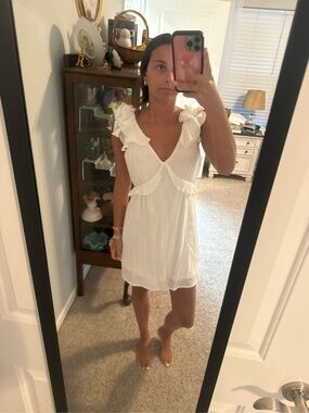 Francesca's Collections White Ruffle Mini Dress
